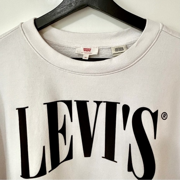 Levi's| Classic Logo White Crew Neck Sweatshirt Sz 2X - Picture 4 of 5